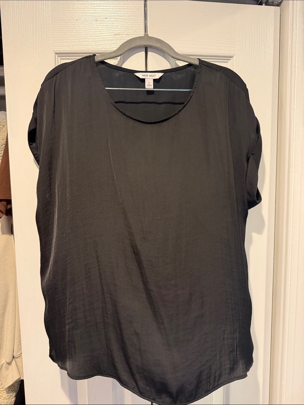 Nine West Black Relaxed Short Sleeve Blouse